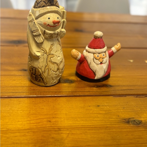 ❤️3/$15🩷Snowman and Santa Wood Carved Christmas Holiday Decorations - Picture 2 of 4